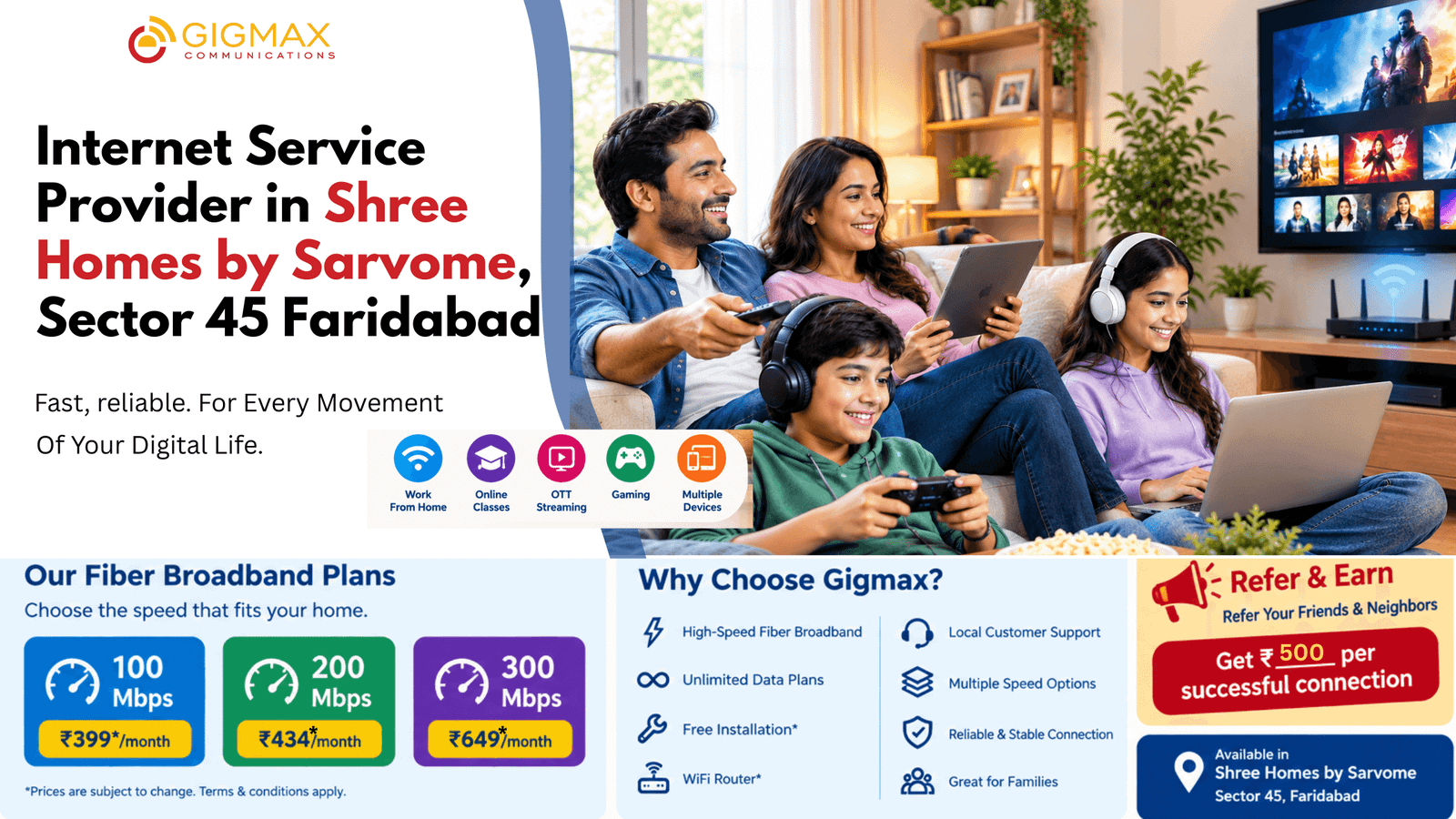 Internet Service Provider in Shree Homes by Sarvome